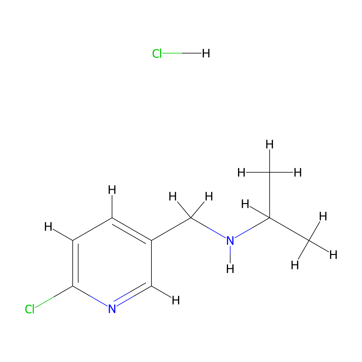 N-((6-Chloropyridin-3-yl)methyl)propan-2-amine hydrochloride molecular structure, CAS 1417794-25-2