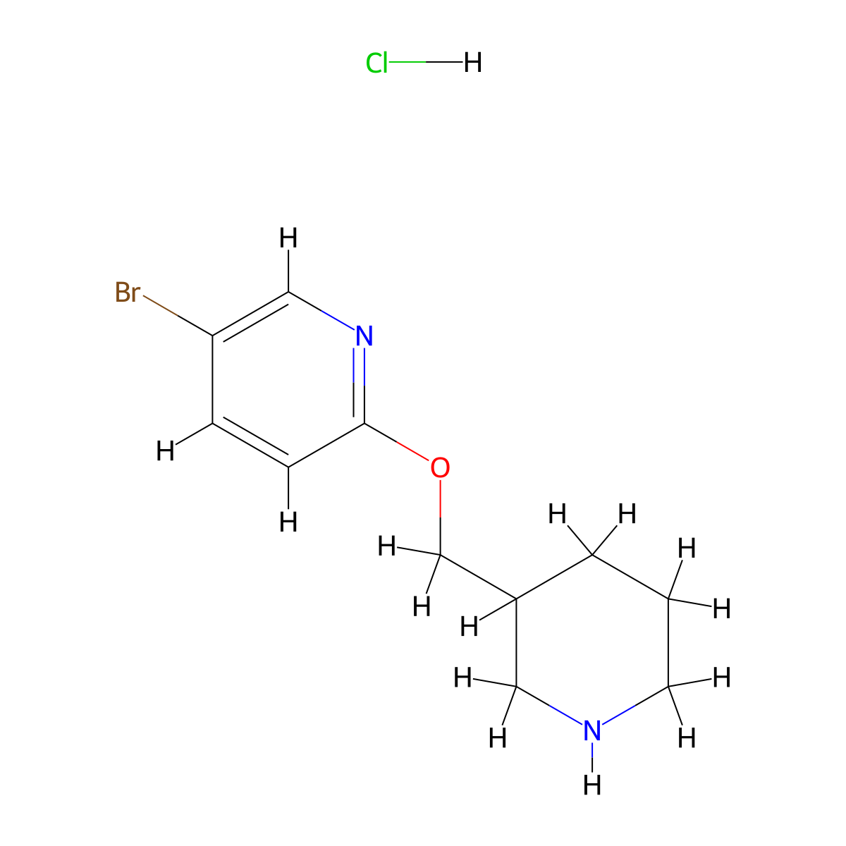 5-Bromo-2-(piperidin-3-ylmethoxy)pyridine hydrochloride molecular structure, CAS 1417794-30-9