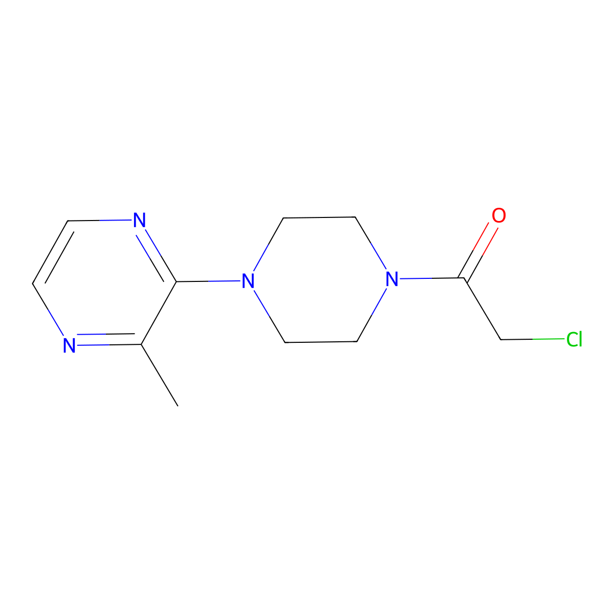 2-Chloro-1-(4-(3-methylpyrazin-2-yl)piperazin-1-yl)ethanone molecular structure, CAS 1417794-34-3