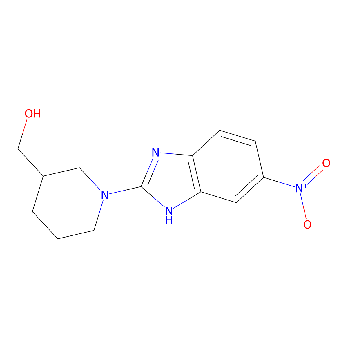 (1-(5-Nitro-1H-benzo[d]imidazol-2-yl)piperidin-3-yl)methanol molecular structure, CAS 1417794-41-2