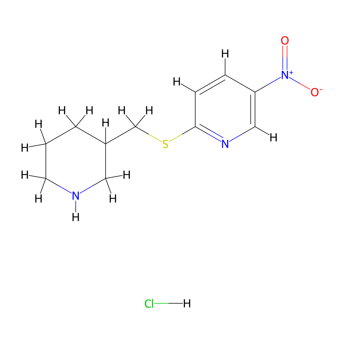 5-Nitro-2-((piperidin-3-ylmethyl)thio)pyridine hydrochloride molecular structure, CAS 1417794-51-4