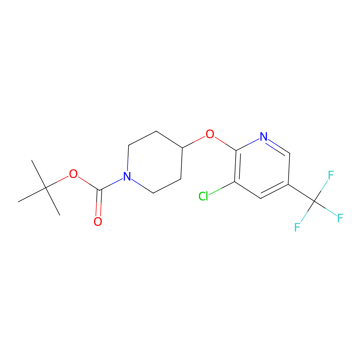 tert-Butyl 4-((3-chloro-5-(trifluoromethyl)pyridin-2-yl)oxy)piperidine-1-carboxylate molecular structure, CAS 1417794-57-0