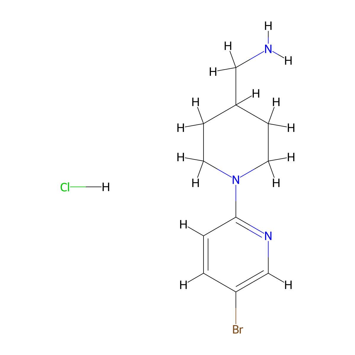 (1-(5-Bromopyridin-2-yl)piperidin-4-yl)methanamine hydrochloride molecular structure, CAS 1417794-58-1