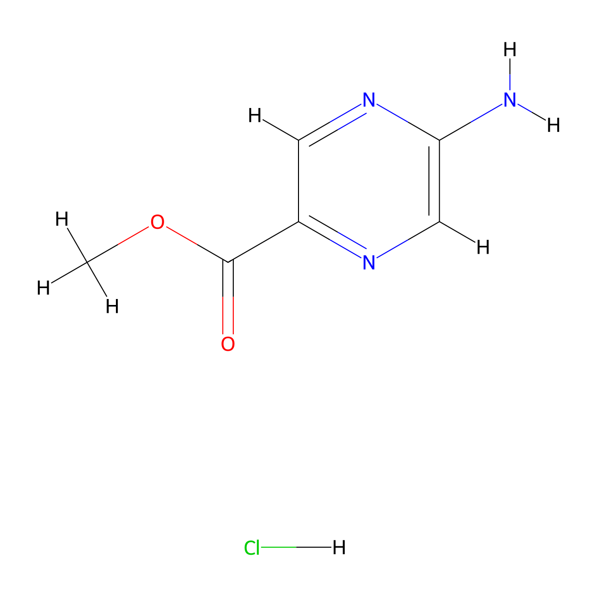 Methyl 5-aminopyrazine-2-carboxylate hydrochloride molecular structure, CAS 1417794-63-8