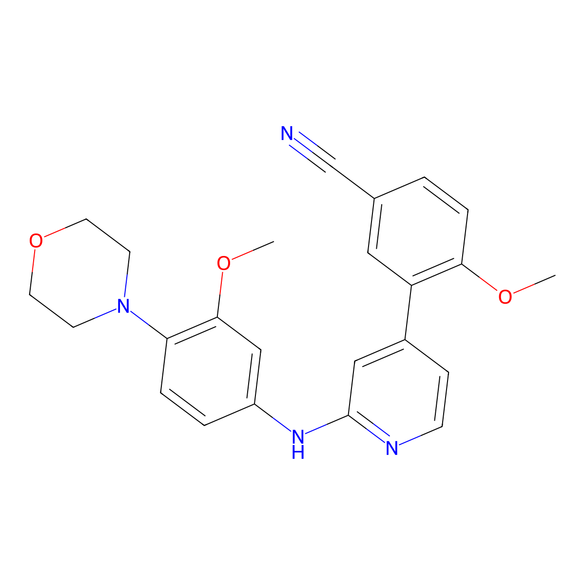 4-Methoxy-3-[2-[(3-Methoxy-4-Morpholin-4-Yl-Phenyl)amino]pyridin-4-Yl]benzenecarbonitrile molecular structure, CAS 1417795-25-5