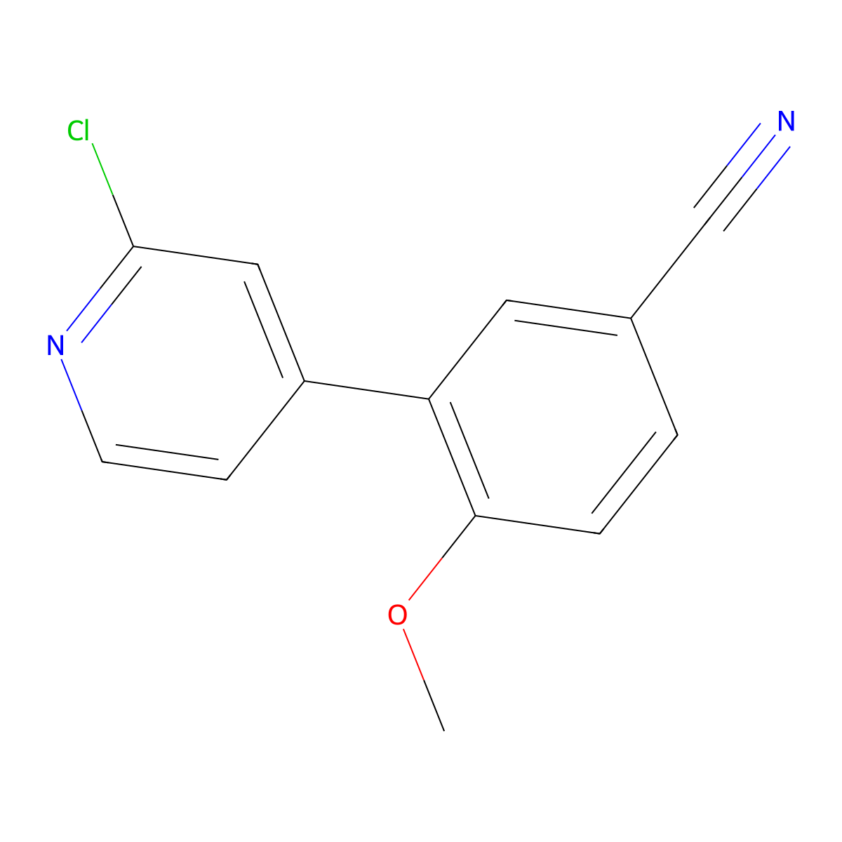 3-(2-Chloropyridin-4-yl)-4-methoxybenzonitrile molecular structure, CAS 1417795-34-6