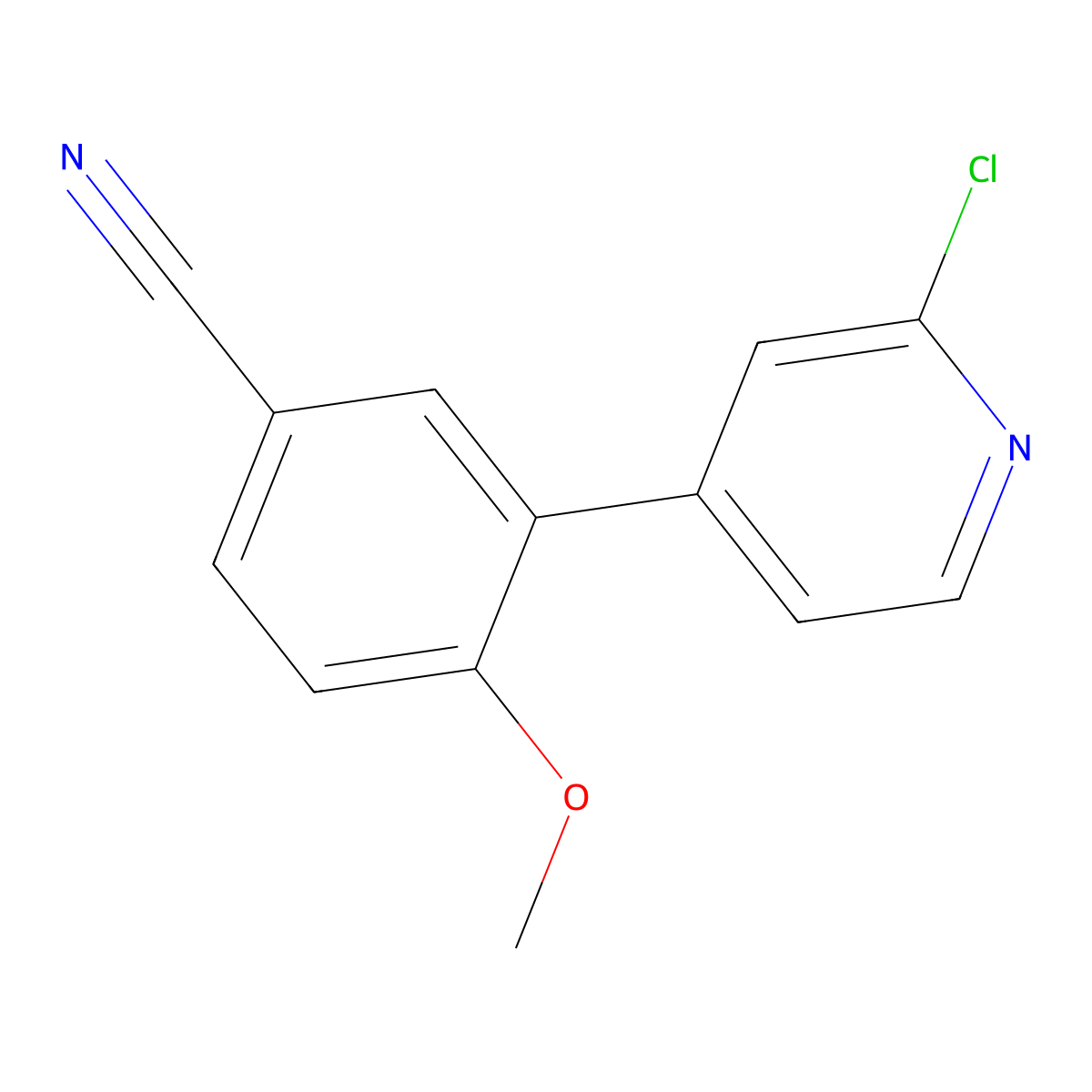 3-(2-Chloropyridin-4-yl)-4-methoxybenzonitrile molecular structure, CAS 1417795-34-6