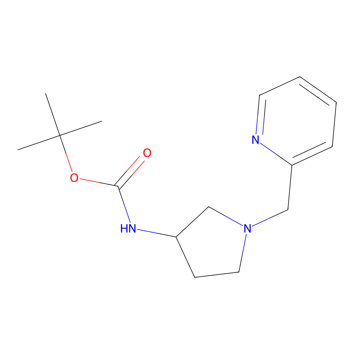 Tert-butyl (1-(pyridin-2-ylmethyl)pyrrolidin-3-yl)carbamate molecular structure, CAS 1417818-10-0
