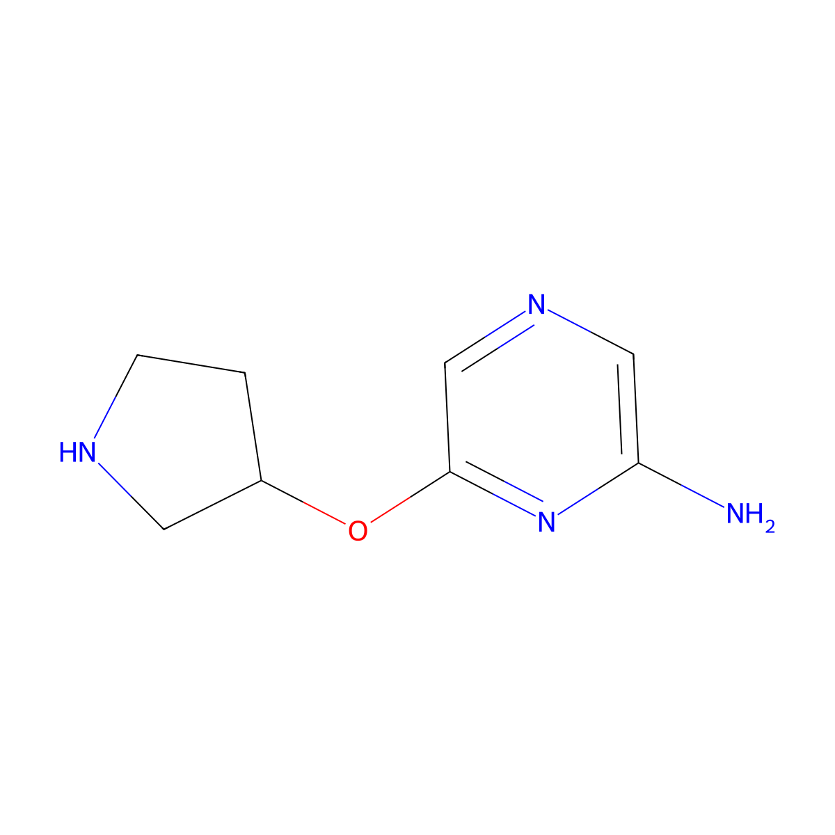 2-Pyrazinamine, 6-[(3S)-3-pyrrolidinyloxy]- molecular structure, CAS 1417859-63-2