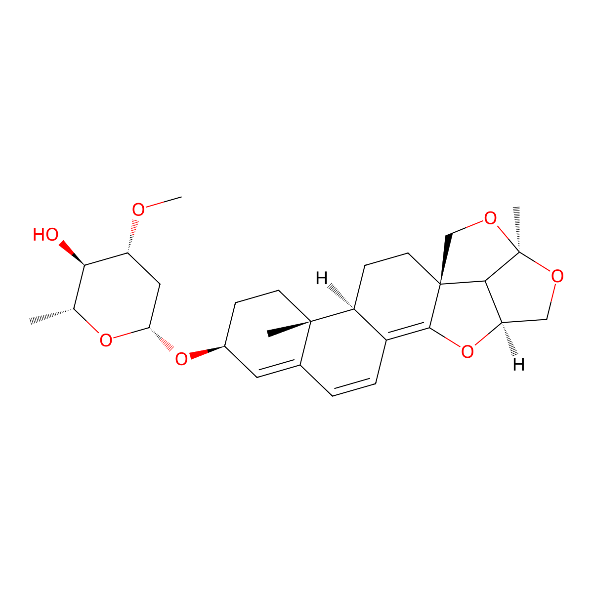 (2R,3R,4R,6R)-6-[[(1R,4R,5R,8S,16S,19S)-5,19-dimethyl-15,18,20-trioxahexacyclo[14.5.1.01,14.04,13.05,10.019,22]docosa-9,11,13-trien-8-yl]oxy]-4-methoxy-2-methyloxan-3-ol molecular structure, CAS 1417887-91-2