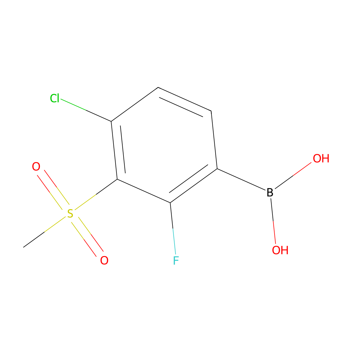 (4-Chloro-2-fluoro-3-(methylsulfonyl)phenyl)boronic acid molecular structure, CAS 1417913-75-7
