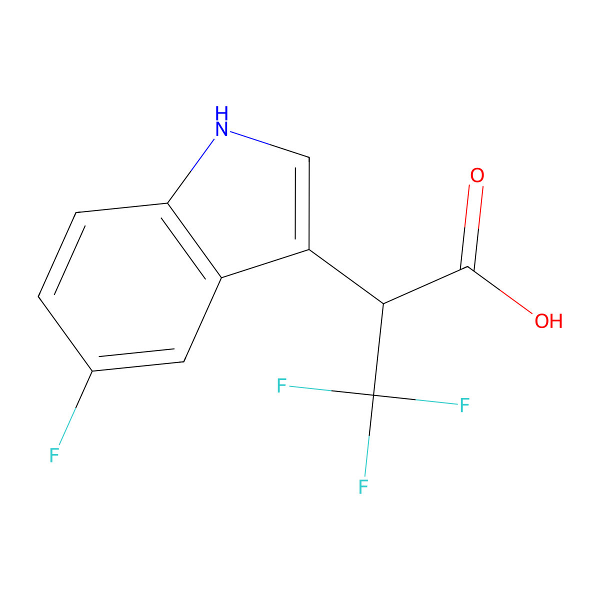 3,3,3-trifluoro-2-(5-fluoro-1H-indol-3-yl)propanoic acid molecular structure, CAS 1417982-27-4