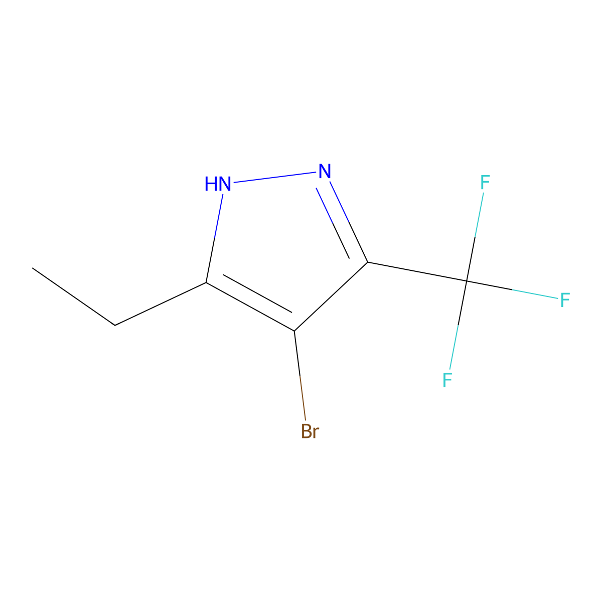 4-bromo-5-ethyl-3-(trifluoromethyl)-1H-pyrazole molecular structure, CAS 1417982-47-8
