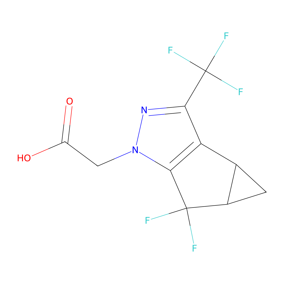 2-(5,5-difluoro-3-(trifluoromethyl)-3b,4,4a,5-tetrahydro-1H-cyclopropa[3,4]cyclopenta[1,2-c]pyrazol-1-yl)acetic acid molecular structure, CAS 1417983-10-8