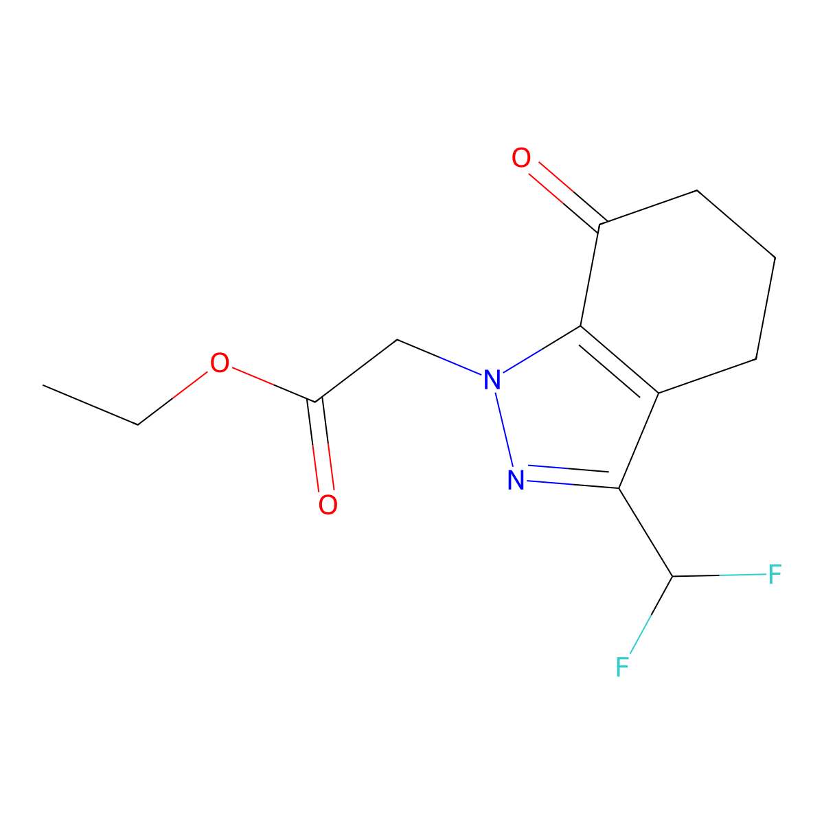 ethyl 2-(3-(difluoromethyl)-7-oxo-4,5,6,7-tetrahydro-1H-indazol-1-yl)acetate molecular structure, CAS 1417983-62-0