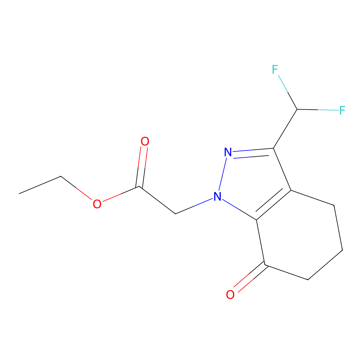 ethyl 2-(3-(difluoromethyl)-7-oxo-4,5,6,7-tetrahydro-1H-indazol-1-yl)acetate molecular structure, CAS 1417983-62-0