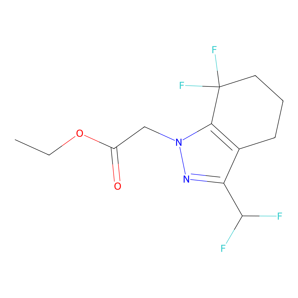 ethyl 2-(3-(difluoromethyl)-7,7-difluoro-4,5,6,7-tetrahydro-1H-indazol-1-yl)acetate molecular structure, CAS 1417983-64-2