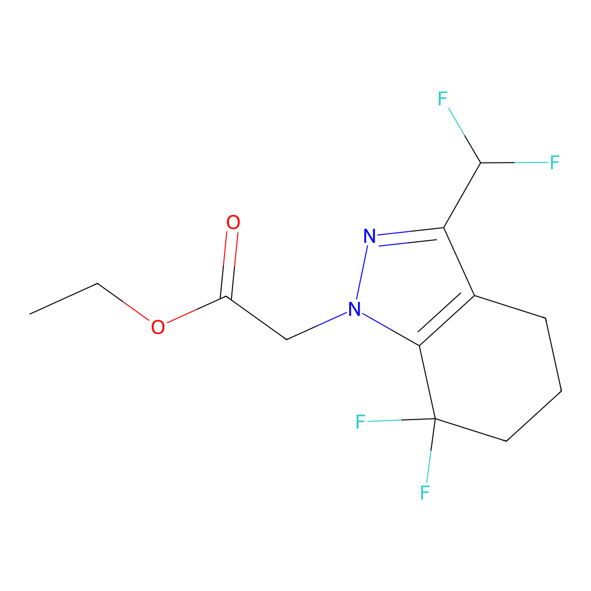 ethyl 2-(3-(difluoromethyl)-7,7-difluoro-4,5,6,7-tetrahydro-1H-indazol-1-yl)acetate molecular structure, CAS 1417983-64-2