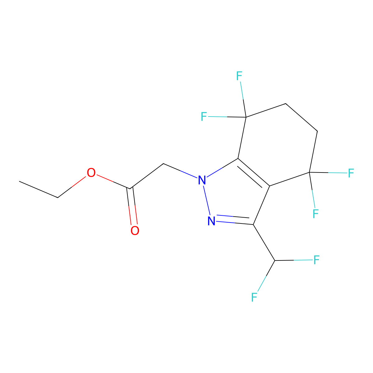 Ethyl 2-(3-(difluoromethyl)-4,4,7,7-tetrafluoro-4,5,6,7-tetrahydro-1H-indazol-1-yl)acetate molecular structure, CAS 1417983-67-5