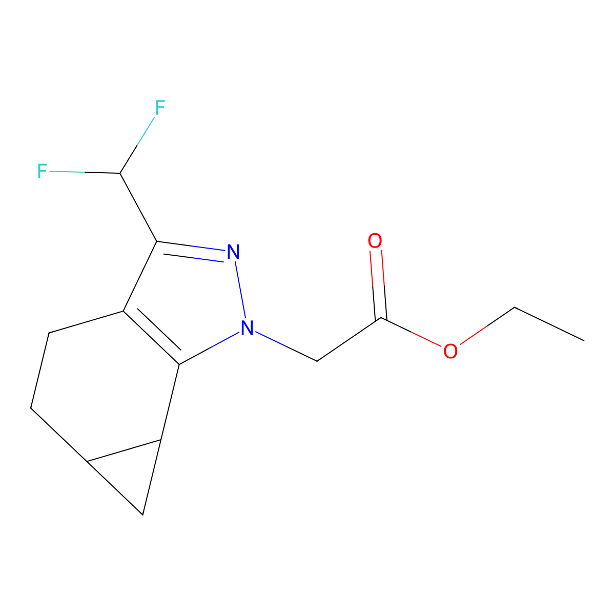 Ethyl 2-(3-(difluoromethyl)-5,5a,6,6a-tetrahydrocyclopropa[g]indazol-1(4H)-yl)acetate molecular structure, CAS 1417983-72-2