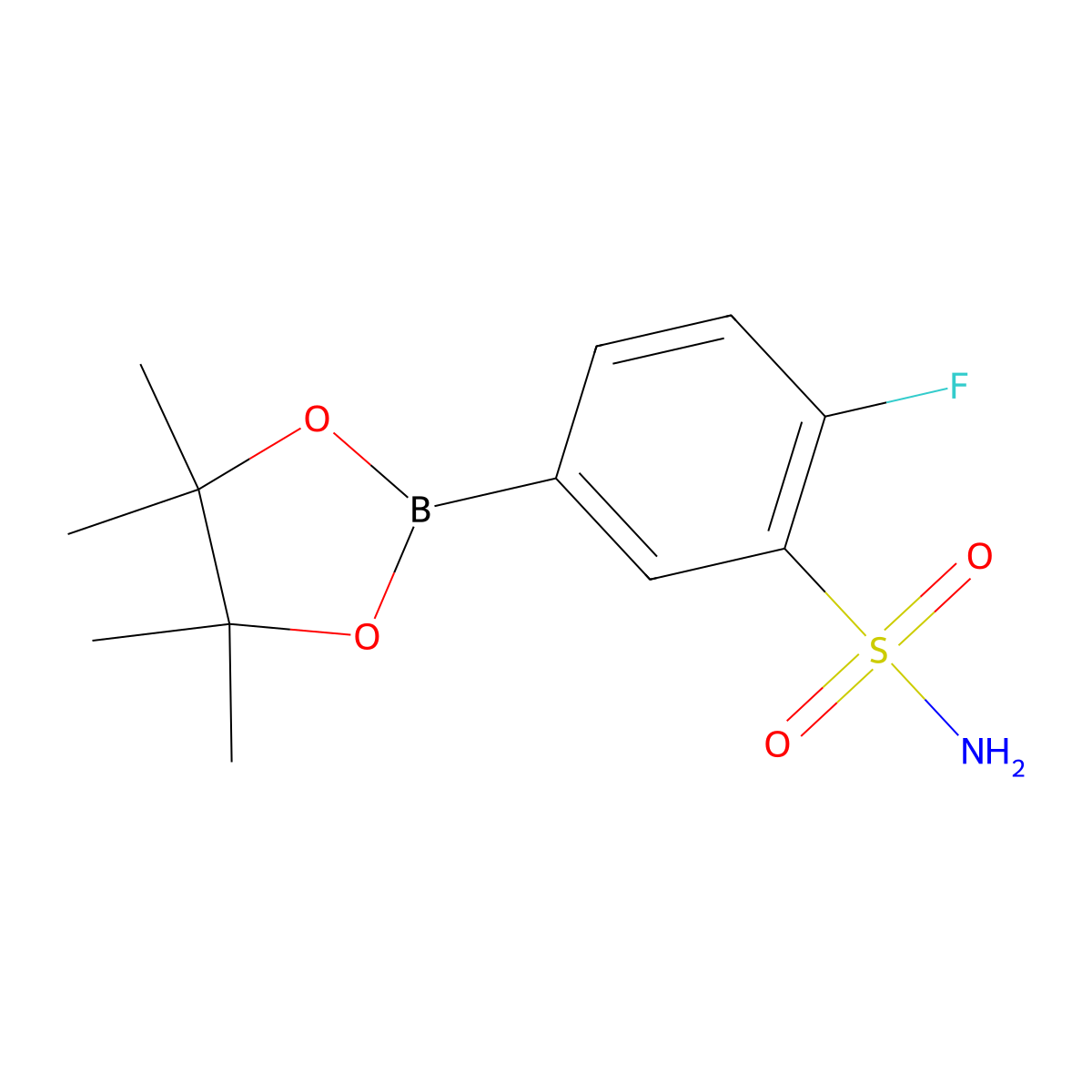 2-Fluoro-5-(4,4,5,5-tetramethyl-1,3,2-dioxaborolan-2-yl)benzenesulfonamide molecular structure, CAS 1417984-77-0