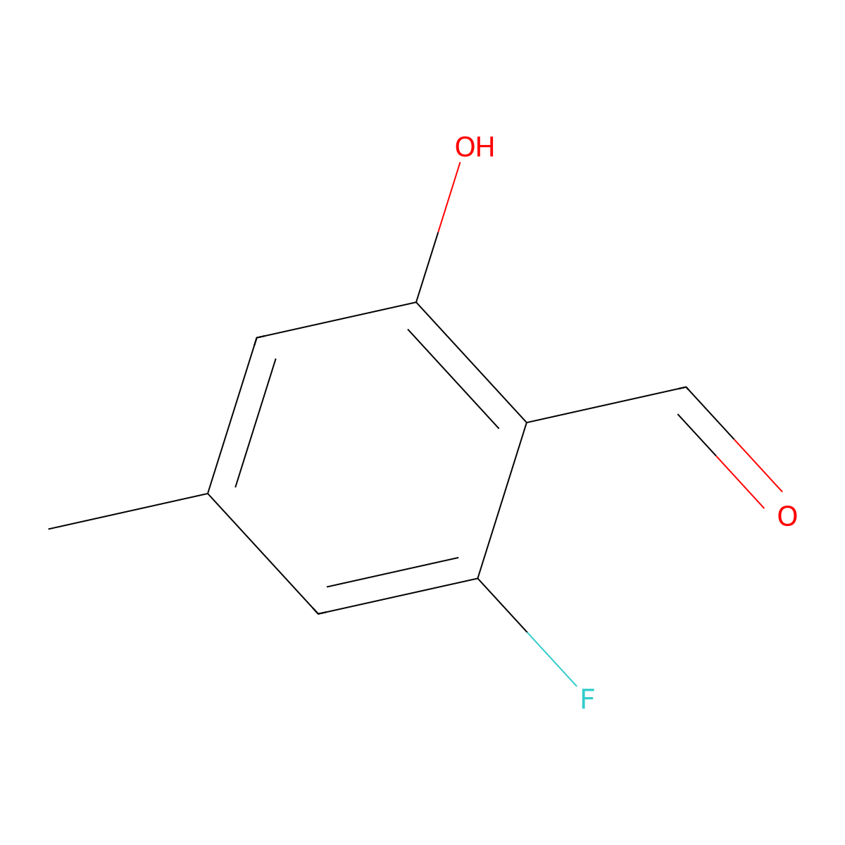 2-Fluoro-6-hydroxy-4-methylbenzaldehyde molecular structure, CAS 1417997-00-2
