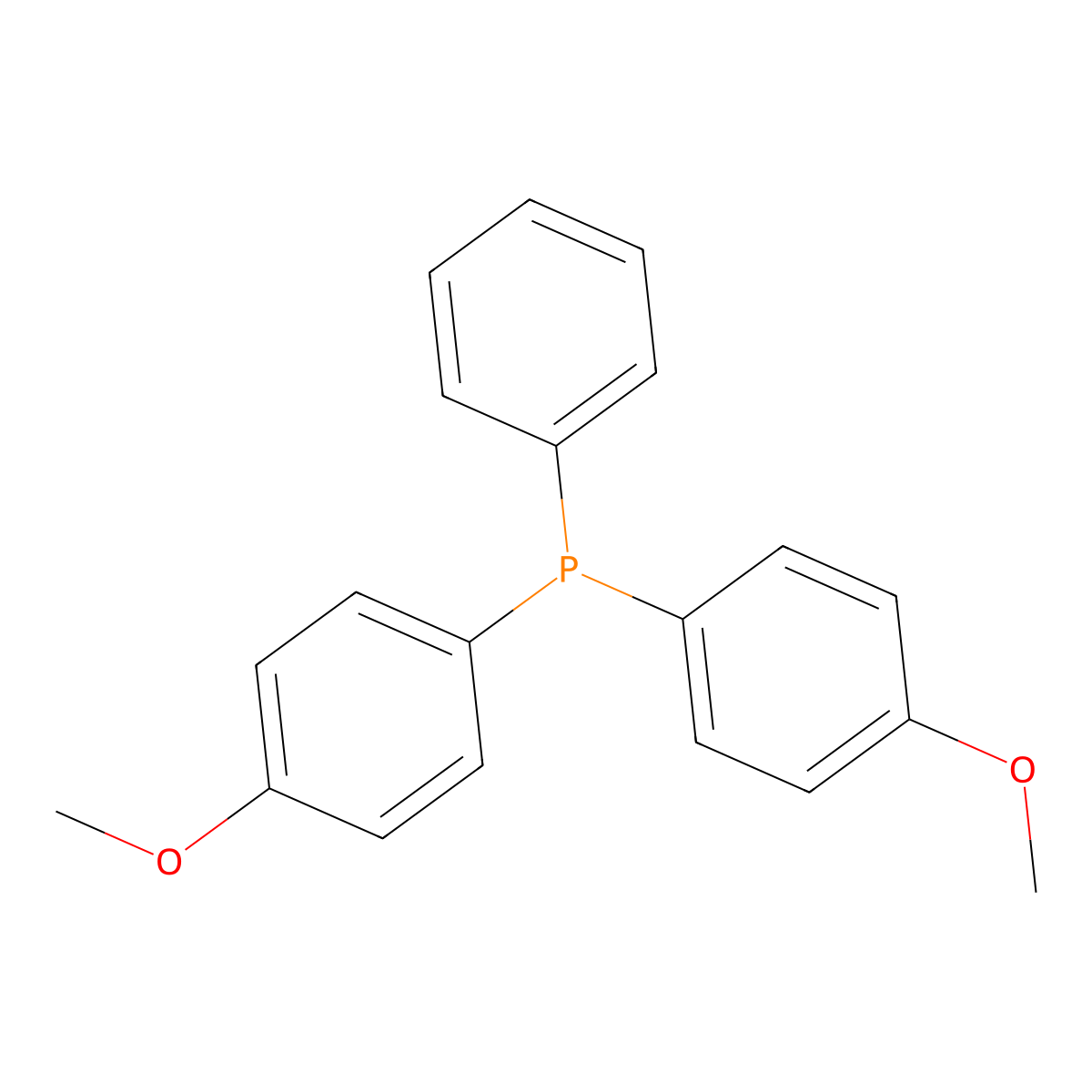 Bis(4-methoxyphenyl)phenylphosphine molecular structure, CAS 14180-51-9