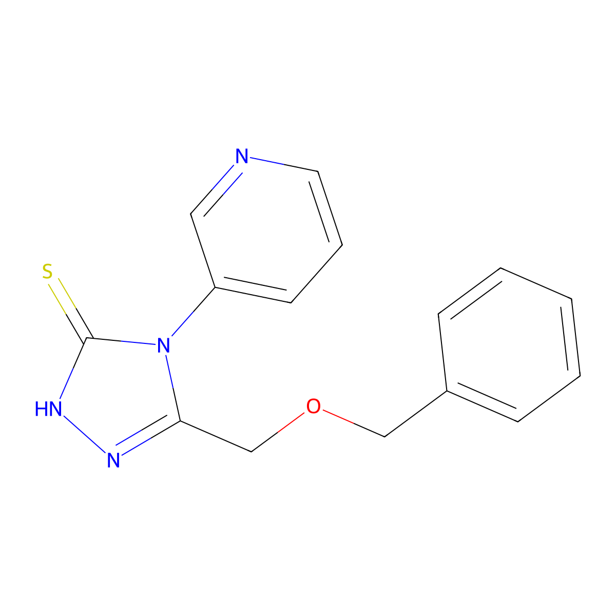 2,4-Dihydro-5-[(phenylmethoxy)methyl]-4-(3-pyridinyl)-3H-1,2,4-triazole-3-thione molecular structure, CAS 1418012-47-1