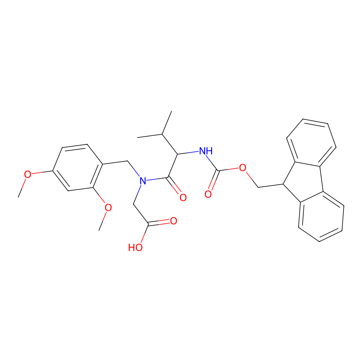 Fmoc-Val-(Dmb)Gly-OH molecular structure, CAS 1418022-26-0