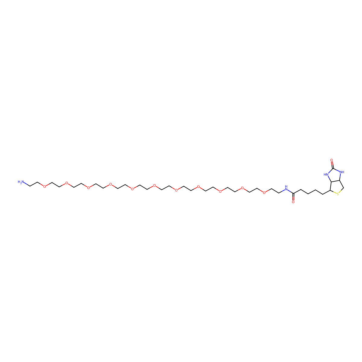 Biotin-PEG11-Amine molecular structure, CAS 1418022-42-0