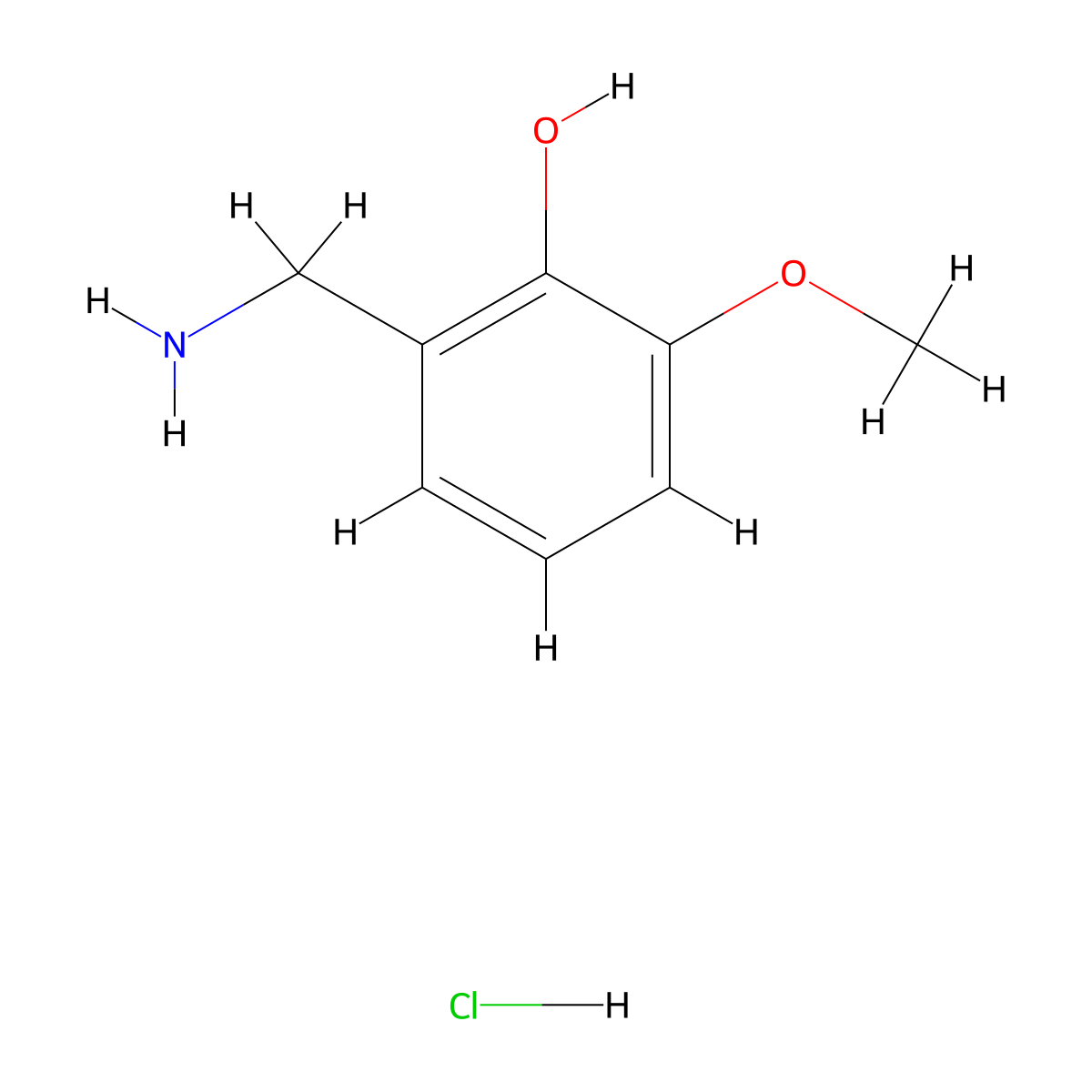 2-(Aminomethyl)-6-methoxyphenol hydrochloride molecular structure, CAS 141803-91-0