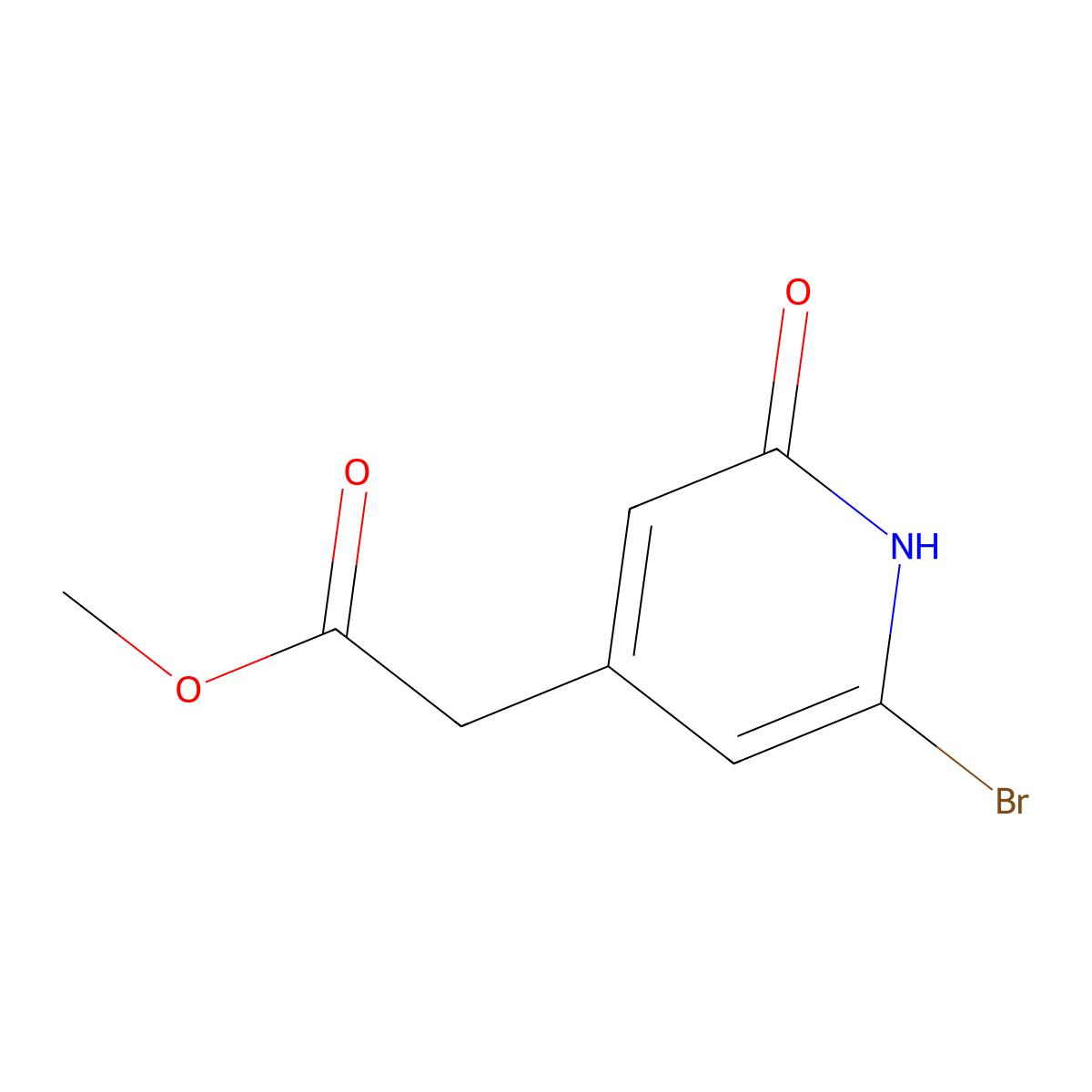 Methyl (6-bromo-2-oxo-1,2-dihydropyridin-4-yl)acetate molecular structure, CAS 141807-52-5