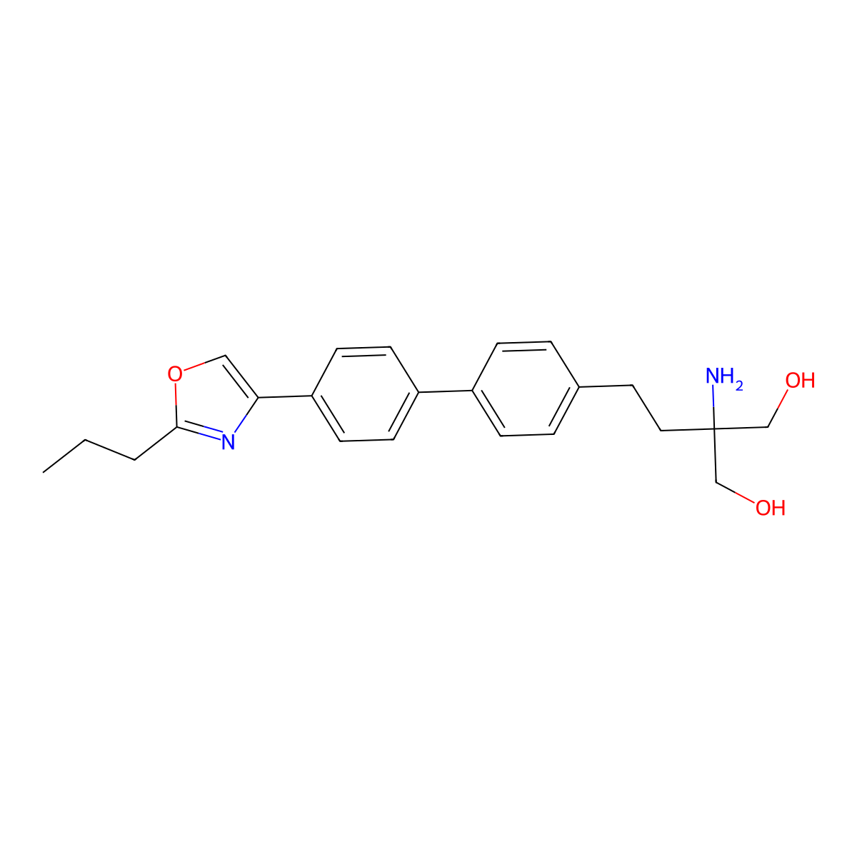 2-Amino-2-(2-(4'-(2-propyloxazol-4-yl)-(1,1'-biphenyl)-4-yl)ethyl)propane-1,3-diol molecular structure, CAS 1418093-75-0
