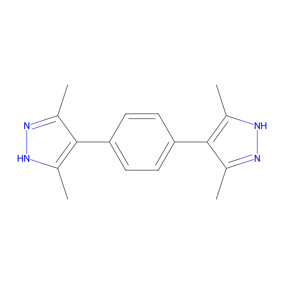 1,4-Bis(3,5-dimethyl-1H-pyrazol-4-yl)benzene molecular structure, CAS 14181-26-1