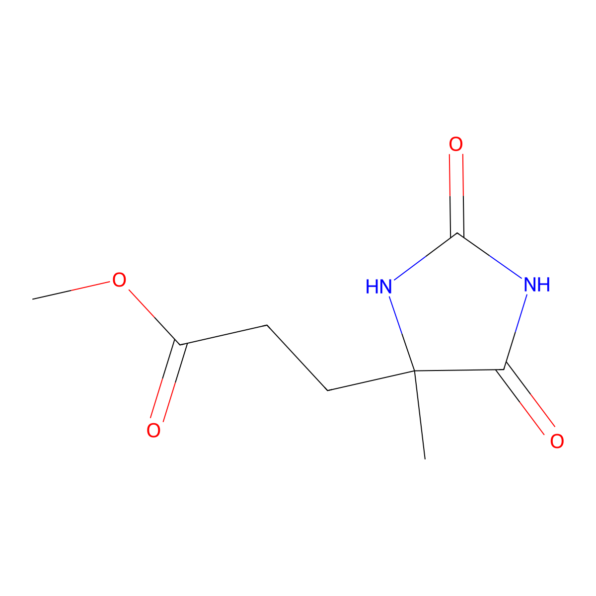 Methyl 3-(4-Methyl-2,5-dioxo-4-imidazolidinyl)propanoate molecular structure, CAS 1418117-76-6