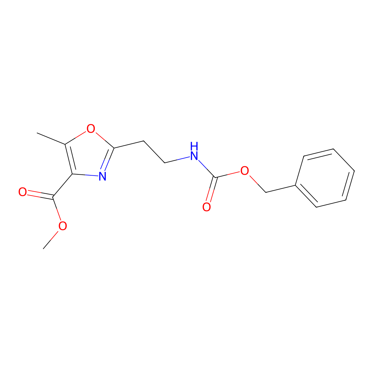 Methyl 2-(2-{[(benzyloxy)carbonyl]amino}ethyl)-5-methyl-1,3-oxazole-4-carboxylate molecular structure, CAS 1418126-03-0
