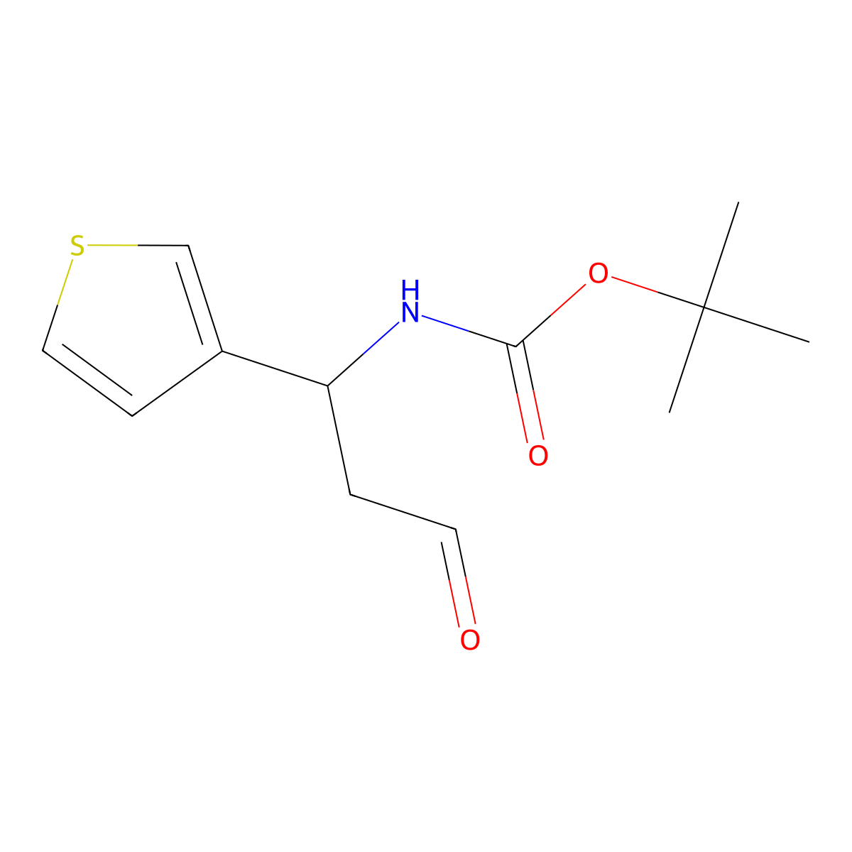 Tert-butyl [3-oxo-1-(thiophen-3-yl)propyl]carbamate molecular structure, CAS 1418126-07-4