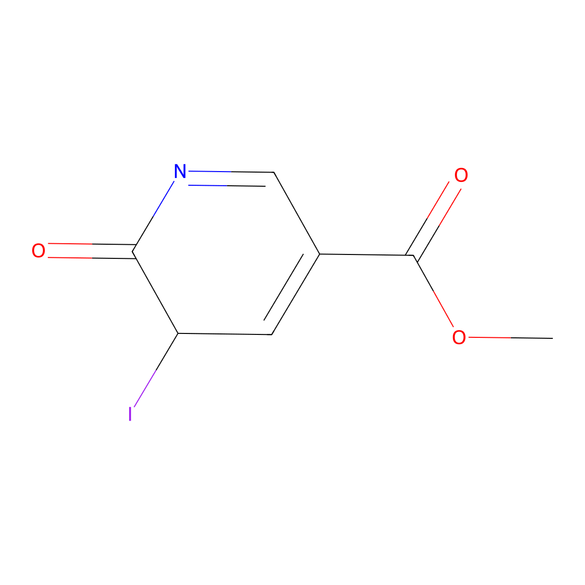 Methyl 5-iodo-6-oxo-5,6-dihydropyridine-3-carboxylate molecular structure, CAS 1418126-13-2
