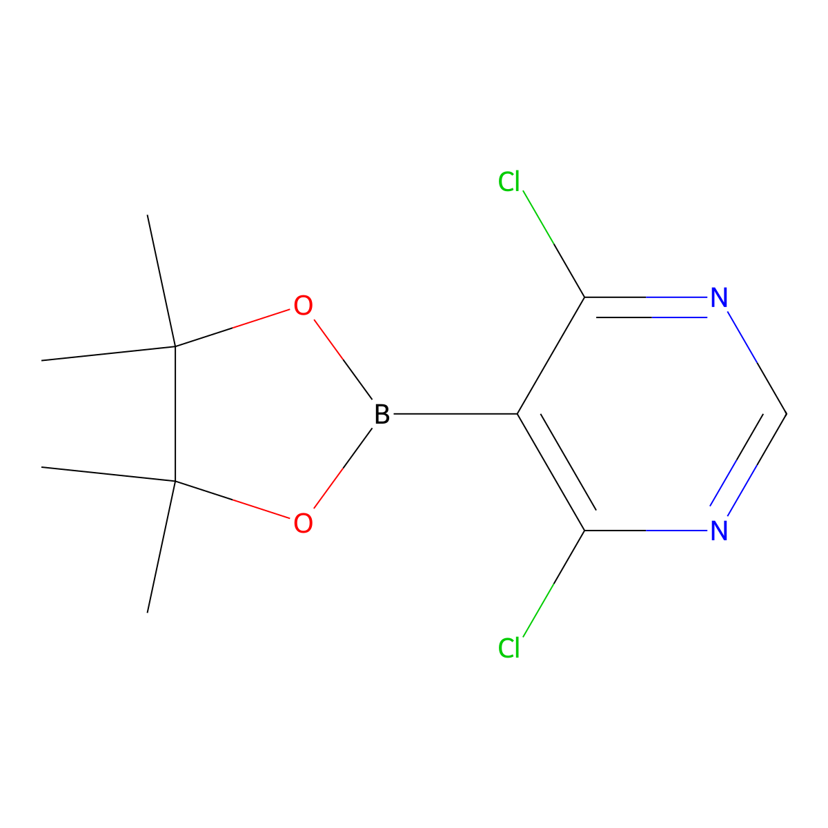 4,6-Dichloro-5-(4,4,5,5-tetramethyl-1,3,2-dioxaborolan-2-yl)pyrimidine molecular structure, CAS 1418127-43-1