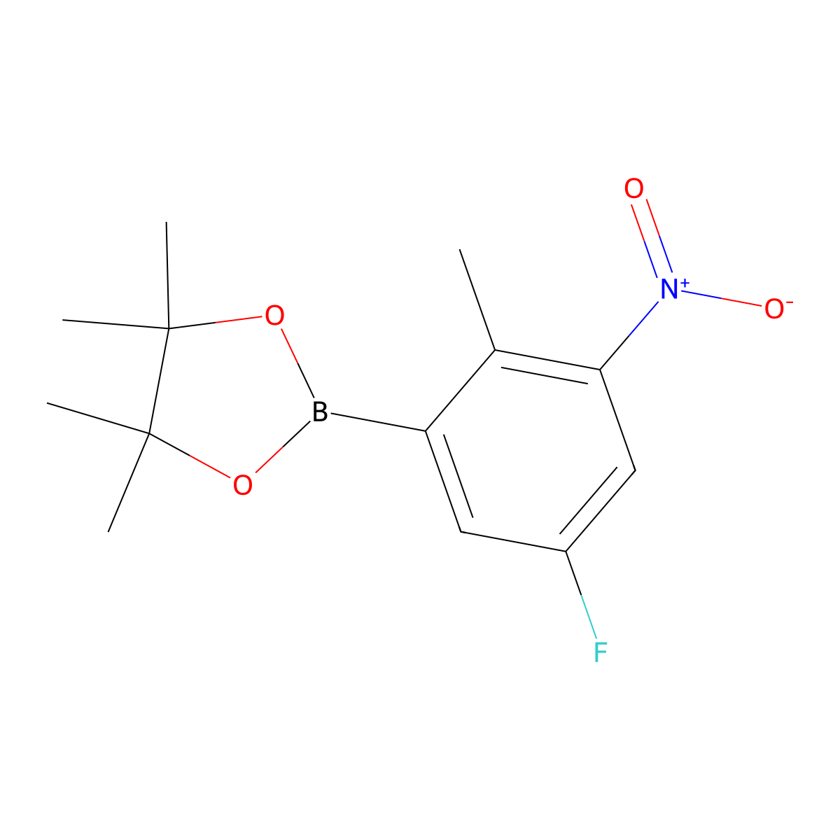 2-(5-Fluoro-2-methyl-3-nitrophenyl)-4,4,5,5-tetramethyl-1,3,2-dioxaborolane molecular structure, CAS 1418128-32-1