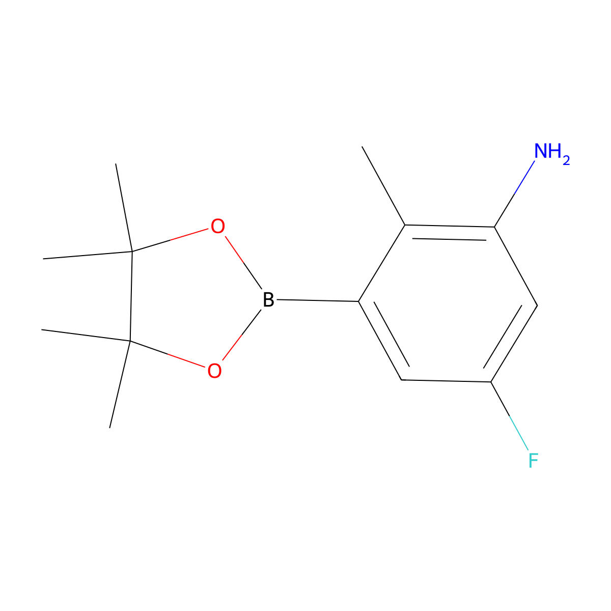 (3-Amino-5-fluoro-2-methylphenyl)boronic acid pinacol ester molecular structure, CAS 1418128-33-2