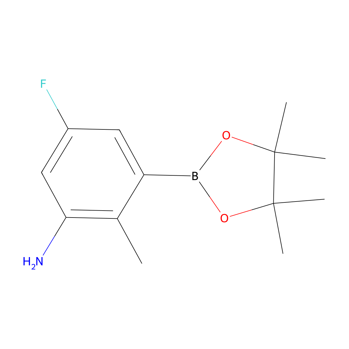 (3-Amino-5-fluoro-2-methylphenyl)boronic acid pinacol ester molecular structure, CAS 1418128-33-2