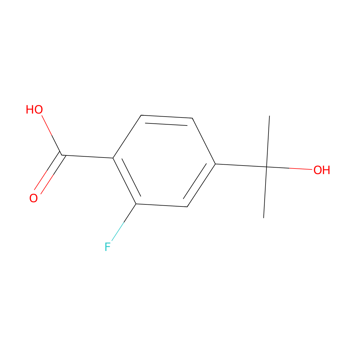 2-Fluoro-4-(2-hydroxypropan-2-yl)benzoic acid molecular structure, CAS 1418128-37-6