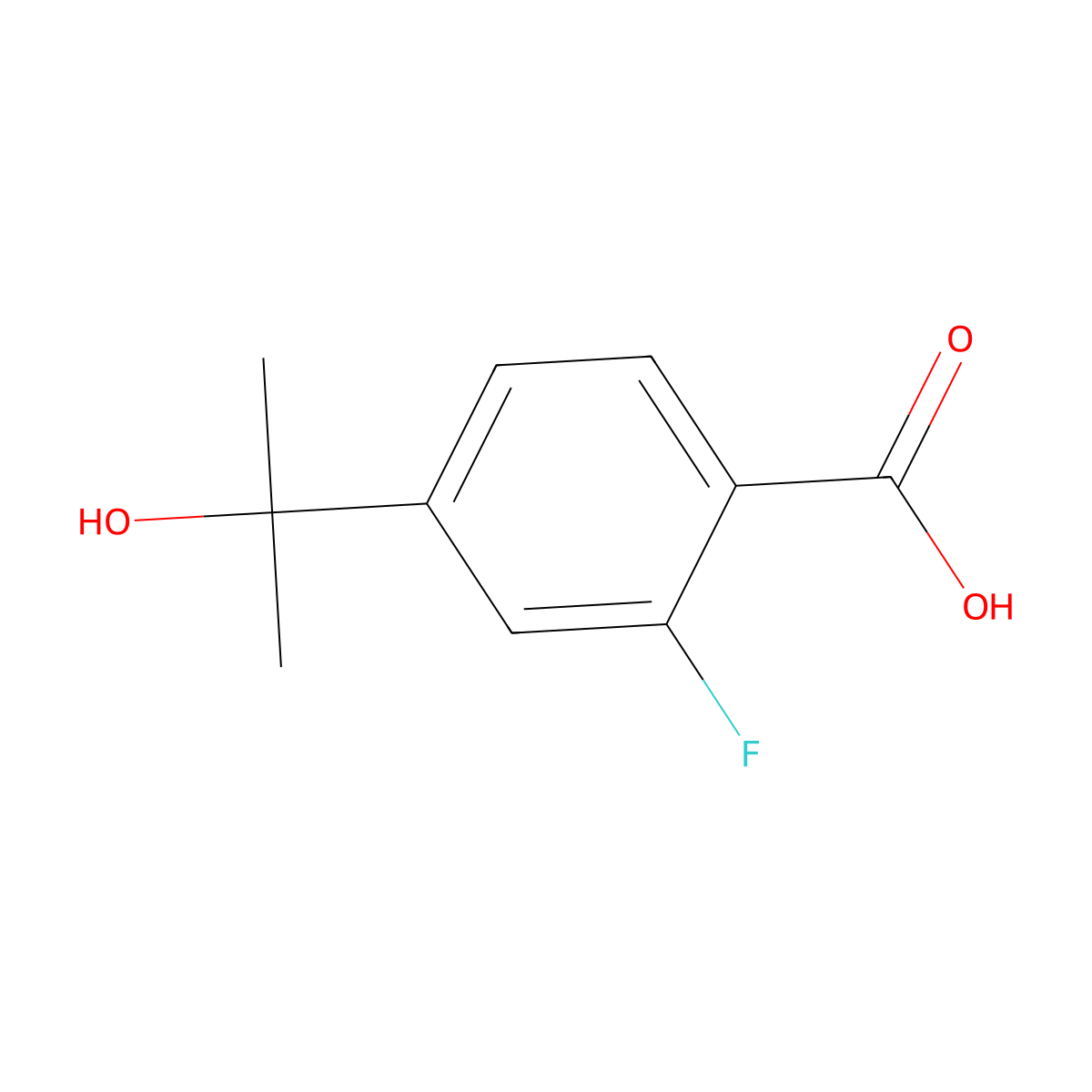 2-Fluoro-4-(2-hydroxypropan-2-yl)benzoic acid molecular structure, CAS 1418128-37-6