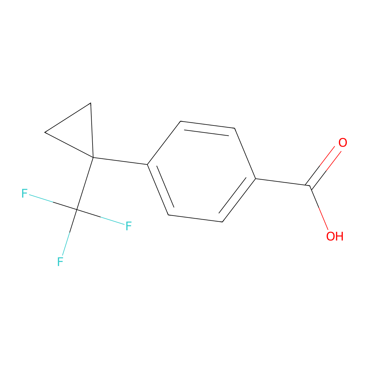 4-(1-(Trifluoromethyl)cyclopropyl)benzoic acid molecular structure, CAS 1418128-91-2