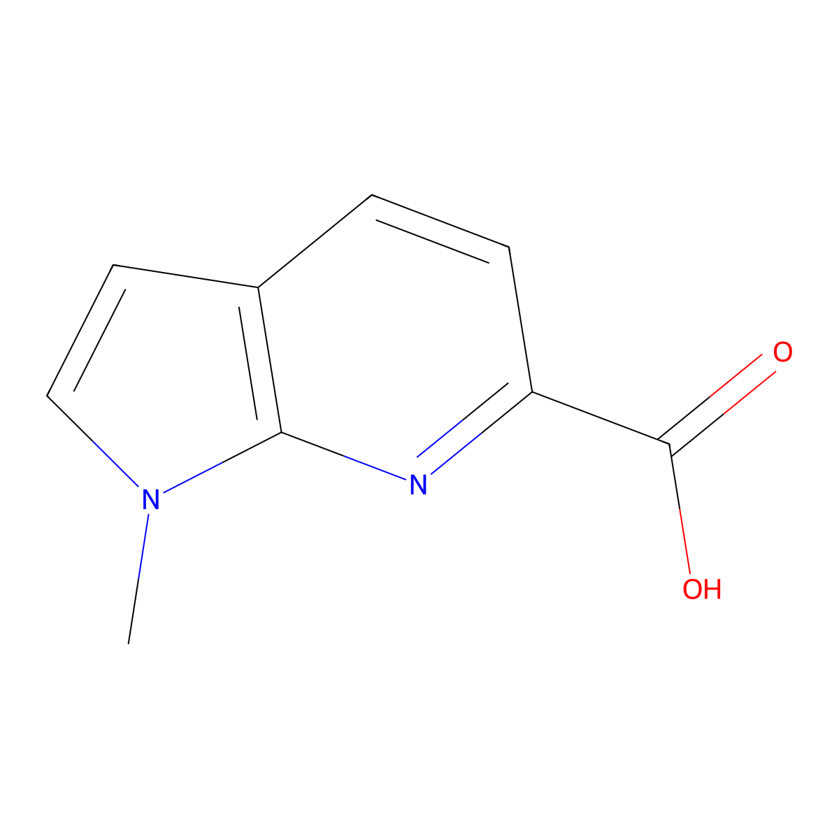1-methyl-1H-pyrrolo[2,3-b]pyridine-6-carboxylic acid molecular structure, CAS 1418128-92-3