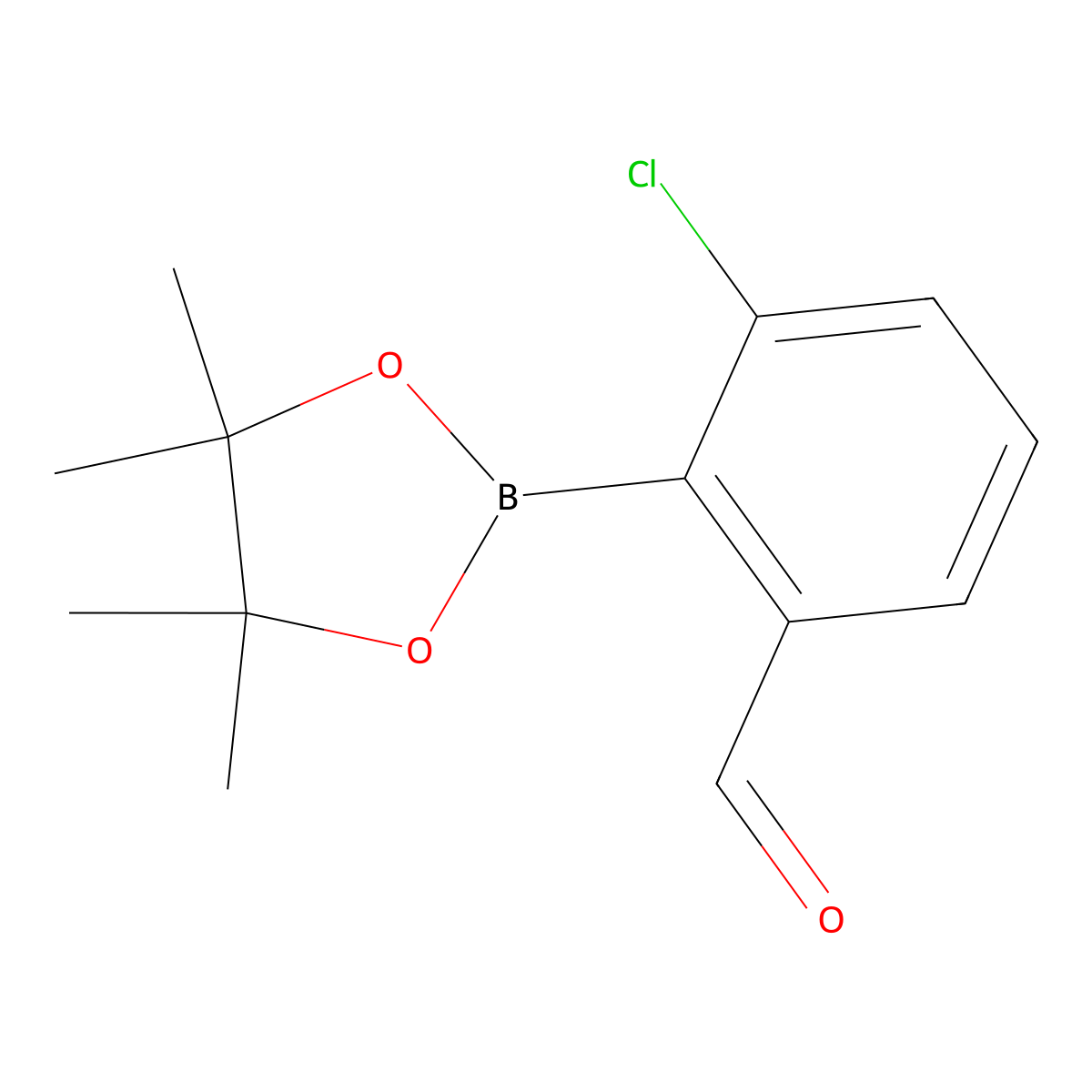 3-Chloro-2-(4,4,5,5-tetramethyl-1,3,2-dioxaborolan-2-yl)benzaldehyde molecular structure, CAS 1418128-94-5
