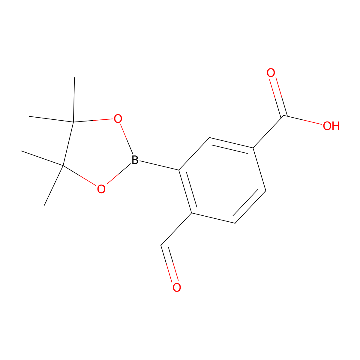 4-Formyl-3-(4,4,5,5-tetramethyl-1,3,2-dioxaborolan-2-yl)benzoic acid molecular structure, CAS 1418129-38-0