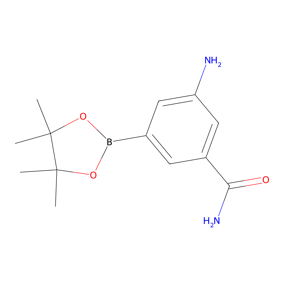 3-Amino-5-(4,4,5,5-tetramethyl-1,3,2-dioxaborolan-2-yl)benzamide molecular structure, CAS 1418130-37-6