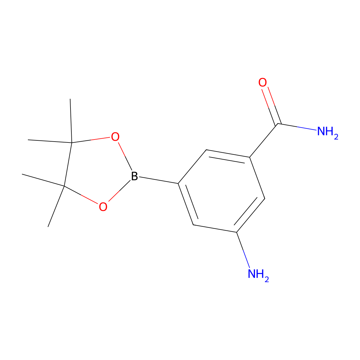 3-Amino-5-(4,4,5,5-tetramethyl-1,3,2-dioxaborolan-2-yl)benzamide molecular structure, CAS 1418130-37-6